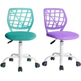FurnitureR 2Stk Home Office Stuhl Ergonomischer justierbarer Höhendreher Rolling Computer Executive Stuhl für Home Office Arbeitszimmer, Candy Lila Türkis