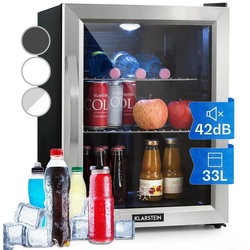 Klarstein Getränkekühlschrank HEA-Beersafe-M 10033119A, 54 cm hoch, 40.5 cm breit, Mini Kühlschrank Bierkühlschrank klein Getränkekühlschrank mit Glastür