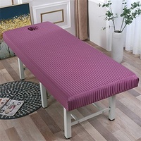 Highdi Bezug für Massageliege mit Loch, Waschbare Beauty Bettbezug Elastisches Massagetische Bezug Weiches Atmungsaktiv Massagebett für Spa, Schönheits- und Gesichtssalon (180x60cm,Dunkelviolett)