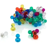 POPPSTAR 50 Bunte Kegelmagnete für Whiteboard (11 x 17mm) Starke Pinnwand-Magneten für Kühlschrank und Magnettafel, inkl. Aufbewahrungs-Box