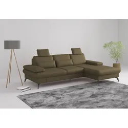 Ecksofa SIT & MORE "Morris L-Form, inkl. Sitztiefenverstellung", grün (olive), B:275cm H:82cm T:171cm, Sofas, wahlweise mit Armteilverstellung, Bettfunktion & Bettkasten