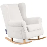 KONSIMO® Schaukelsessel TULES Stillsessel, Schaukelstuhl mit Buchenholzgestell, mit Tasche für kleine Gegenstände weiß