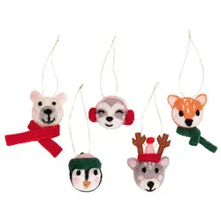 folia Deko-Anhänger Filzkugeln Wintertiere mehrfarbig