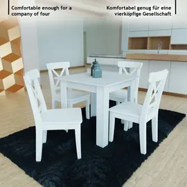 Miadomodo MIADOMODO® Esstisch - Quadratisch, 80x80x76,5cm, für 4 Personen, aus MDF, Platte in Weiß/Schwarz/Braun, Klein - Küchentisch, Esszimmertisch, Speisetisch, Wohnzimmertisch Weiß,