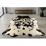KUHFELL online & NOMAD Fellteppich Kuhfell Teppich Tricolor Braun Weiß Echtfell 230x200 cm
