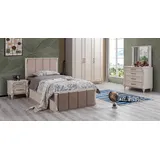 JV Möbel Kinderzimmer Set Kinderbett, Nachttisch Kommode, Möbel Top-Qualität beige