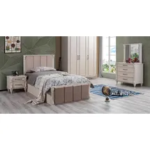 JV Möbel Kinderzimmer Set Kinderbett, Nachttisch Kommode, Möbel Top-Qualität beige