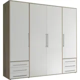 SchlafKONTOR Drehtürenschrank Lyss 206 x 194 x 58 cm Beige/Weiß