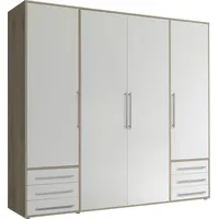 SchlafKONTOR Drehtürenschrank Lyss 206 x 194 x 58 cm Beige/Weiß