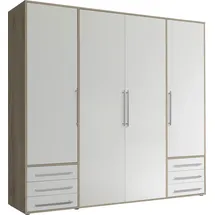 SchlafKONTOR Drehtürenschrank Lyss 206 x 194 x 58 cm Beige/Weiß
