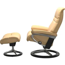Stressless Relaxsessel "Sunrise", gelb, B:83cm H:105cm T:74cm, Sessel, Relaxsessel, mit Signature Base, Größe M, Gestell Schwarz, in 2 Lederqualitäten lieferbar