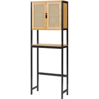 [en.casa] Toilettenschrank Tervola 172x63x27 cm Schwarz/Bambus