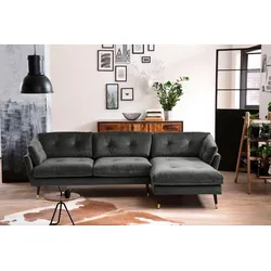 Ecksofa TRENDS BY HG "Japan L-Form", grau (anthrazit), B:270cm H:84cm T:155cm, Sofas, mit Fuß in Holz-Metallkombination, Recamiere rechts oder links