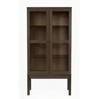 Andas Vitrine Holzfurnier aus Eiche, Griffe und Füße aus