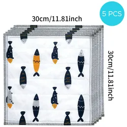 Joybos - 5er-Pack Küchentücher aus Baumwolle mit Fisch-Design