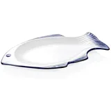 WAS 4908 420 Serie Bavaria Porzellan Fischteller mit Blauem, Rand, 42cm Länge, 26cm Breite, 2 Stück