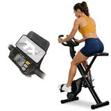 TREX SPORT Heimtrainer Fahrrad klappbar TX-340XB BRIZ | Hometrainer Fahrrad 10 Stufen, 6 Sitzhöhen, leise | Fitnessbike Heimtrainer bis 100kg, Sch... - Schwarz
