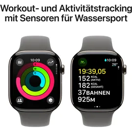 Apple Watch Series 10 GPS + Cellular 46 mm Titangehäuse natur Sportarmband steingrau S/M