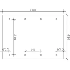 SKANHOLZ Wallgau Einzelcarport 4,30 x 6,00 m schiefergrau mit roten Schindeln und Pfostenanker