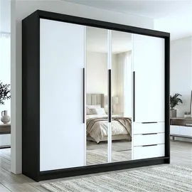 A&J MöbelLand Drehtürenschrank VIVO 200 x 215 x 59,5 cm Schwarz