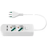 Vimar Multisocket 2 Universalsteckdosen + 2 Usb + S17+schalter weiß 0r00625.cc.b - Vimar