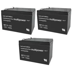 Multipower 3x 12V 15Ah AKKU BATTERIE Roller E-Scooter Eco Fun 2 36V