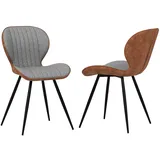 Costway Set Esszimmerstühle Akzentstühle Grau und Braun