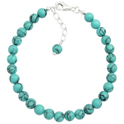 Elli Türkiser Howlit Kugel Boho 925 Sterling Silber Armbänder & Armreife   Damen 