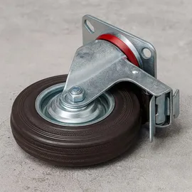 Wiltec Wiltec, Möbelrollen, Doppelstopp-Lenkrolle Set 4x Vollgummirad 200mm 150kg Transportrollen