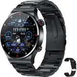 Smartwatch, Smartwatch Damen Herren, Sportarmband, Fitness tracker, 1.28" Touchscreen, Bluetooth Anruf, IP67 wasserdicht, mit NFC, Blutdruck usw. - Schwarz