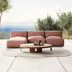 Oviala Business Modulares 3-Sitzer-Gartenmöbel mit Terracotta-Lounge