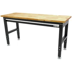 HBM höhenverstellbare Werkbank mit Massivholz-Arbeitsplatte und Schublade 152 cm