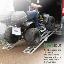 Baumarktplus TRUTZHOLM 2 x Auffahrrampe klappbar 180 cm Traglast 680 kg Alu grau geriffelte Einzelstäbe Verladerampe