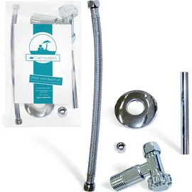 Calmwaters Calmwaters® Anschluss-Set Spülkasten, Komplettset für rückseitigen Anschluss von Spülkästen, Wasserzulauf von hinten, Wandanschluss 1/2, Schlauchanschluss 3/8, Metall, Chrom, 30LC3185