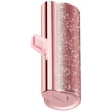 VEGER Powerbank 5 000 mAh mit eingebautem Anschluss 12W PlugOn Powerbank mit Glitzer Rosa USB-C