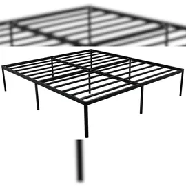 CLP Metallbett Hamlin mit Lattenrost I Stabiles Bettgestell mit Stauraum I Modernes Bett mit belastbarem schwarzem Rahmen