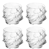 Intirilife 4x Whisky Glas in KRISTALL KLAR 'SCULPTURED' – Old Fashioned Whiskey Kristallglas Bleifrei im Sculpture Design spülmaschinengeeignet perfekt für Scotch, Bourbon, Whisky uvm.