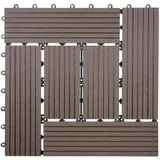 MCW WPC Bodenfliese Sarthe Holzoptik Balkon/Terrasse 11x Je 30x30cm - 1qm Basis Coffee Versetzt