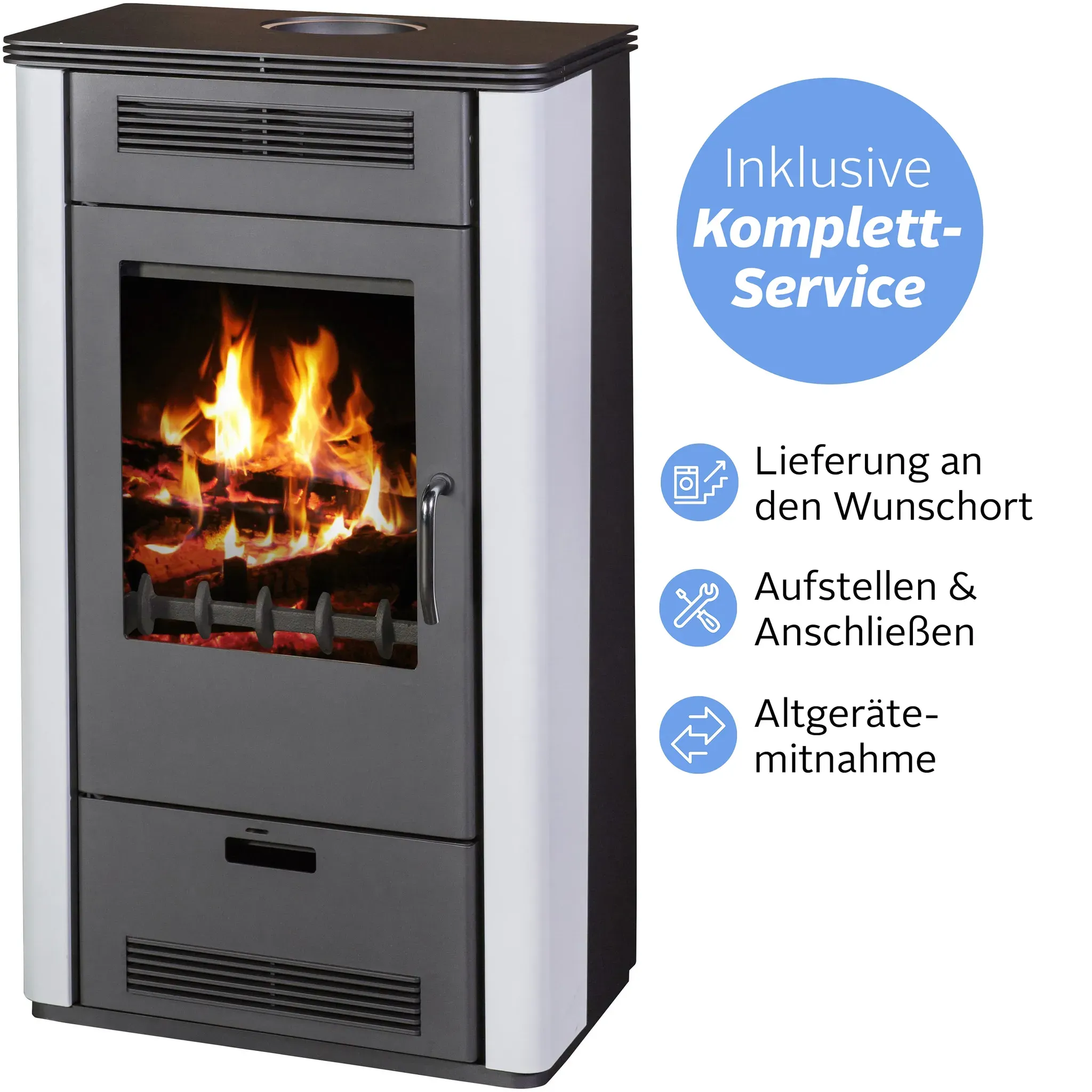 A+ (A++ bis G) FIREFIX Kaminofen "»Etna«" Kaminöfen Wunschort Lieferung grau