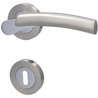 Alpertec Rosettengarnitur Solid 7 Edelstahl silber rund