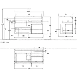 Villeroy & Boch Waschtischunterschrank 100 x 60,3 x 50,1 cm Schwarz/Weiß