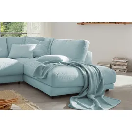 KAWOLA Ecksofa Madeline Cord Recamiere rechts hellblau