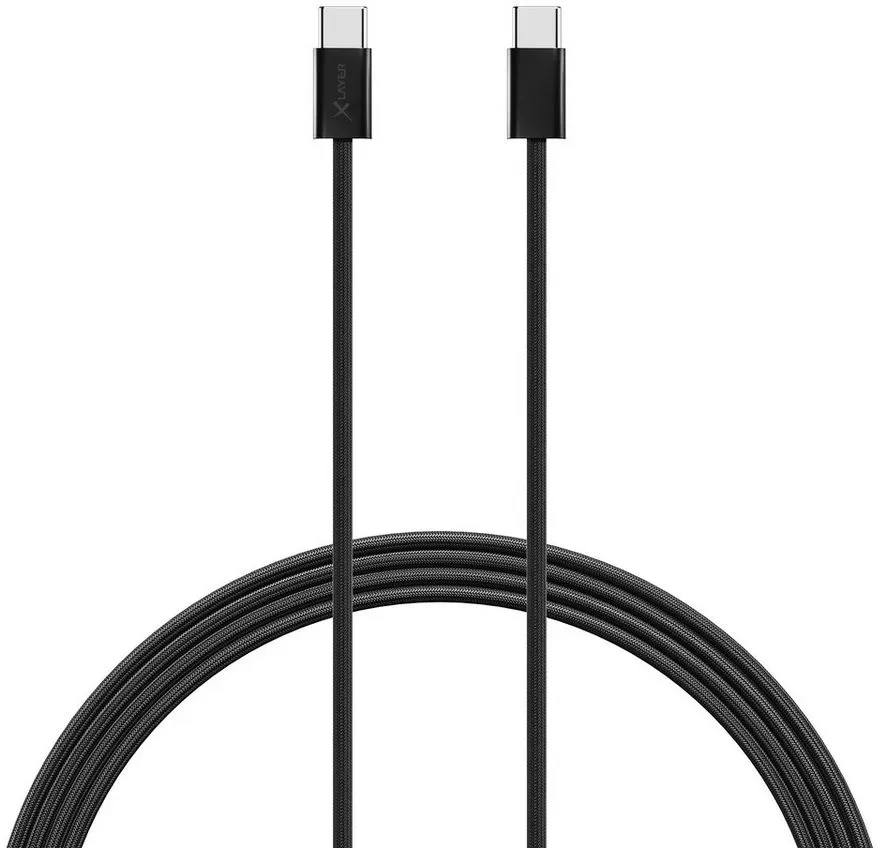 XLAYER Feingewebtes Apple Kabel USB-C auf USB-C 2 Meter Smartphone-Kabel, USB-C, USB-C (200.00 cm) schwarz