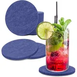 WORTEK Filzuntersetzer rund für Gläser – 8er Set Glasuntersetzer für Getränke, Tassen, Bar, Glas - Ø 10cm Tischuntersetzer waschbare Untersetzer Gläser Dunkelblau Glas Untersetzer-Set