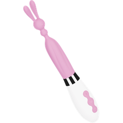 Hasenförmiger Silikonvibrator, 22,6 cm, pink | weiß