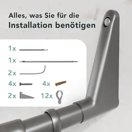 ERICA Duschvorhangstange L-Form 4-in-1 grau