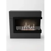 GLOW FIRE Echtfeuer-Dekokamin Halden Mini rechts Ethanol Kamin, Bioethanol Kamin mit 3h Brenndauer, Heizleistung bis 2 kw grau
