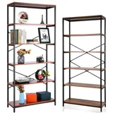 LUCKZON Bücherregal,180cm Standregal Büroregal mit 6 Ebene, Regal, Leiterregal, 80x30x180cm, Standregal Metal, für Büro Wohnzimmer Küche, Max 170 KG