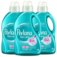 Perlana Renew Refresh Flüssigwaschmittel für Misch- und Synthetik-Textilien für Waschmaschine und Handwäsche, gegen schlechte Gerüche, langanhaltende Frische, 3 Flaschen à 1,44 Liter