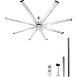 VEVOR 214cm Deckenventilator ohne Beleuchtung Fernbedienung gebürstetes Nickel